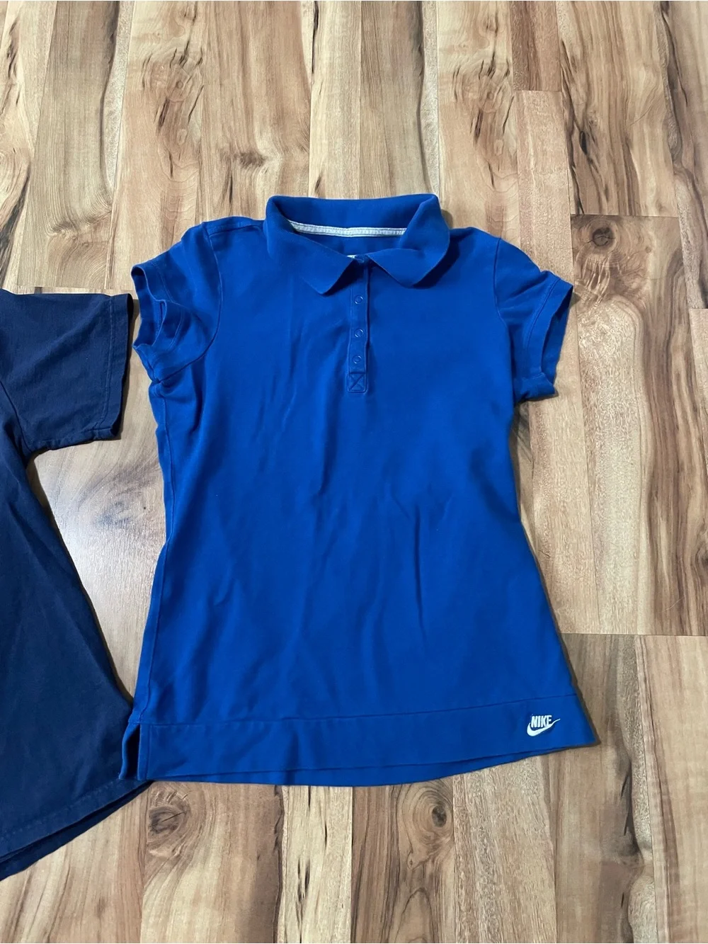 Girls Nike Blue Shirts Bundle (Short sleeve tee & polo) Sz L 12/14 90s Golf Prep